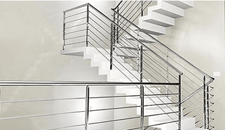 Illustration showcasing a modern stainless steel railing manufactured by Om Engineers (Fabricator), featuring sleek design, precision craftsmanship, and durability for residential, commercial, and industrial applications.
