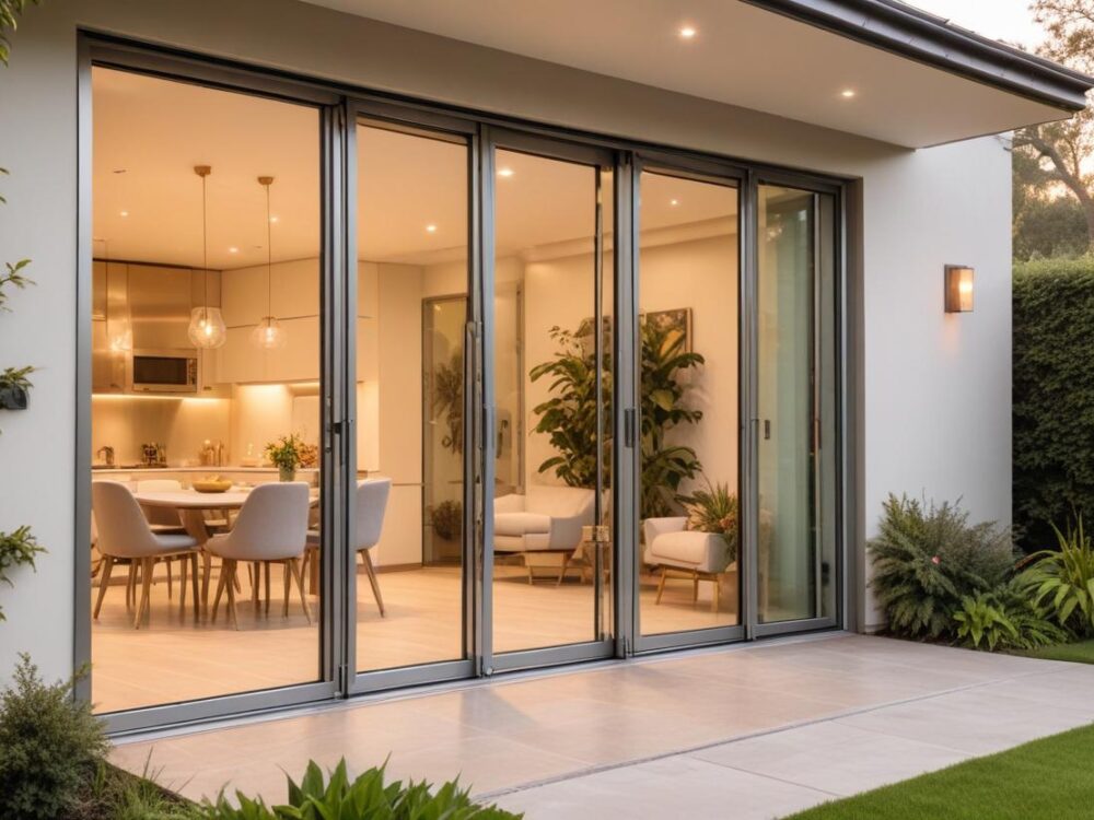 Elegant aluminium bi-fold doors, creating expansive openings for modern living spaces.